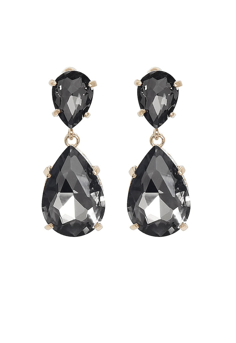 Cercei aurii - forma de lacrima - cu pietre fumurii - Ciara C7 -