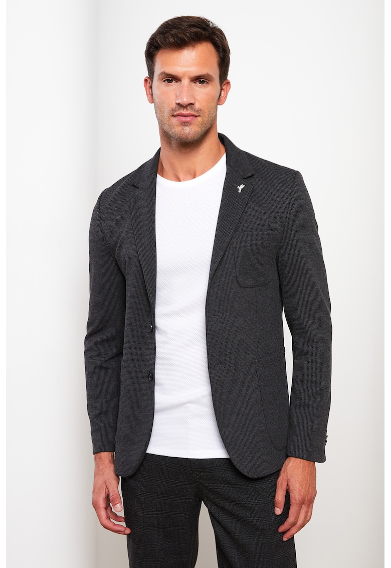 Sacou slim fit cu buzunare aplicate