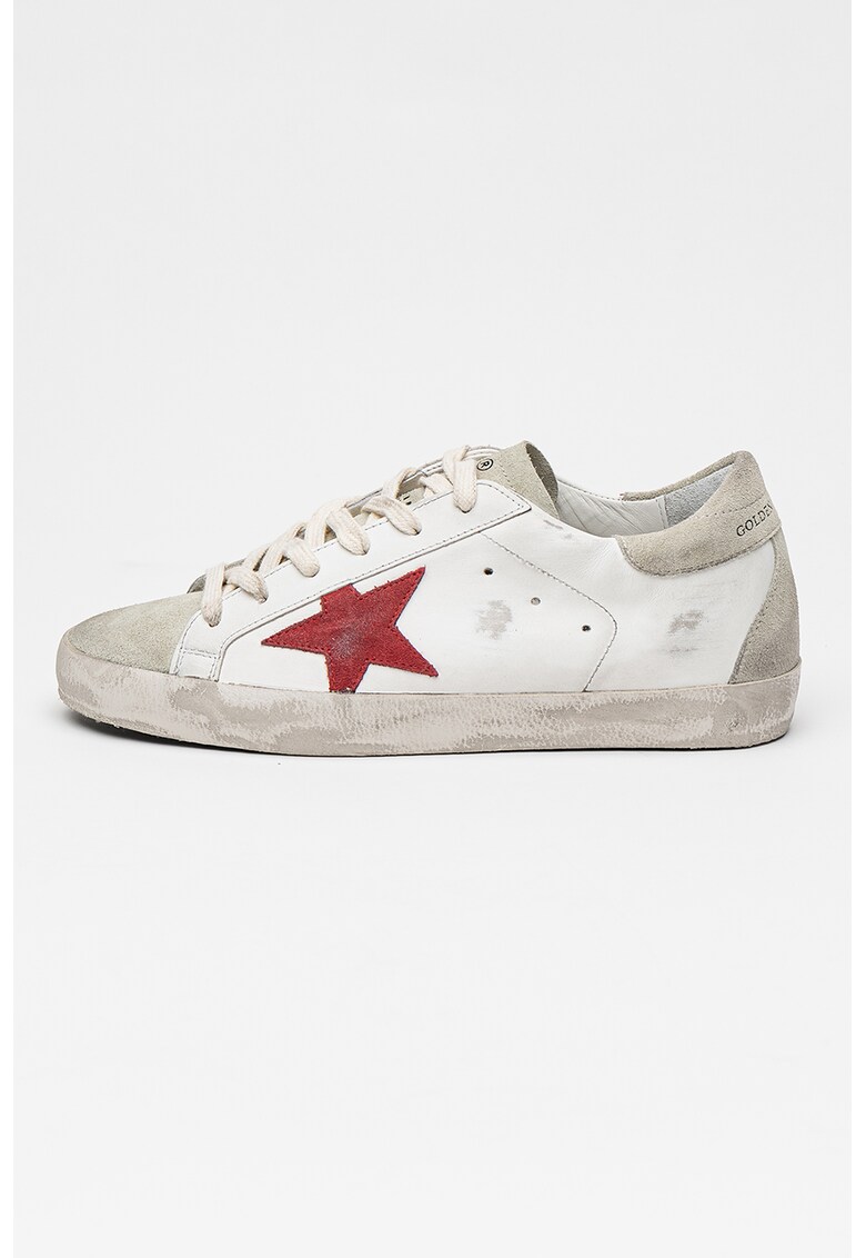 Pantofi sport de piele si piele intoarsa cu aspect uzat Super-Star