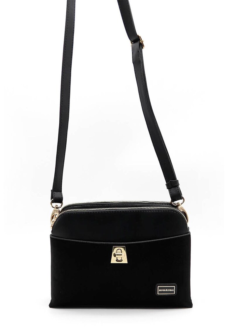 Geanta crossbody din piele intoarsa sintetica si piele ecologica