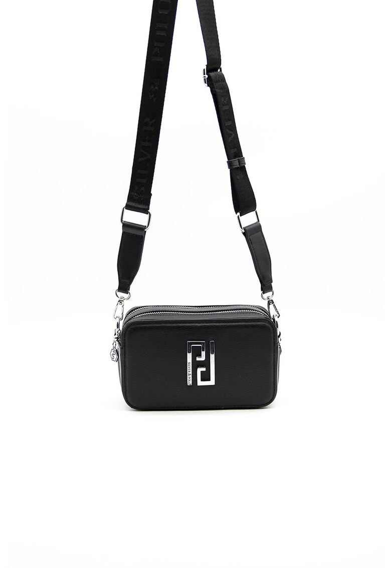 Geanta crossbody din piele ecologica cu logo metalic