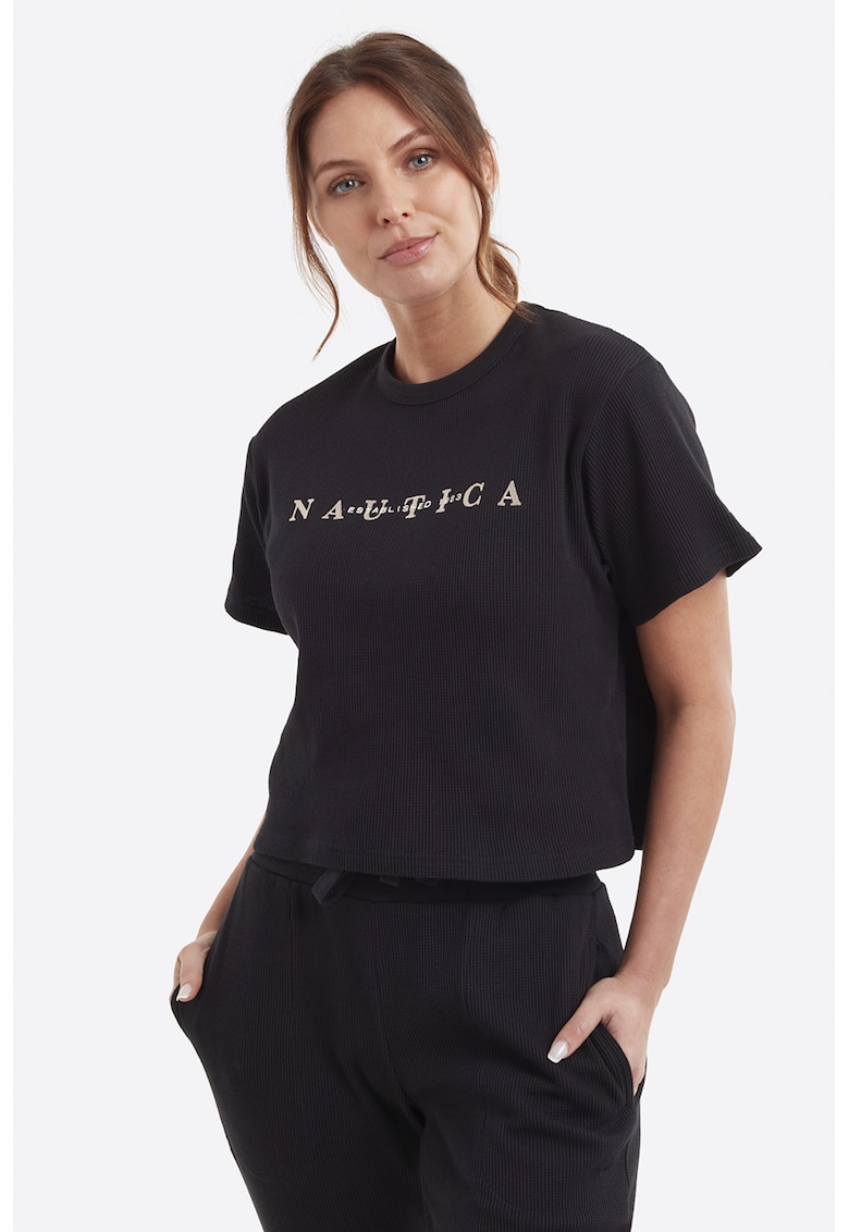 Tricou cu striatii si imprimeu logo Ursa