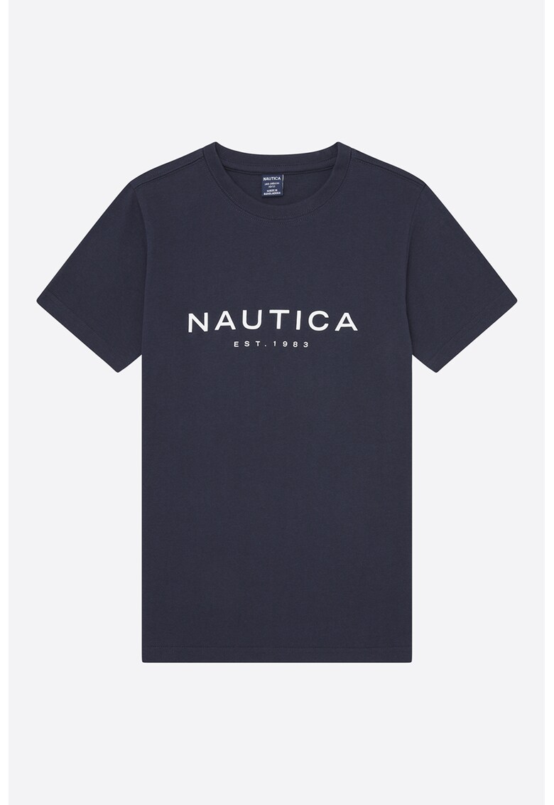 Nautica Tricou cu decolteu la baza gatului si logo morton