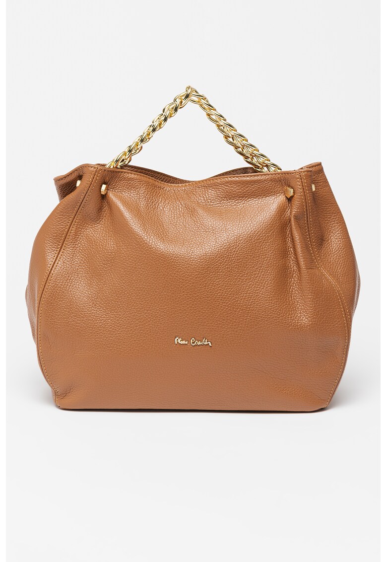 Geanta shopper de piele cu logo
