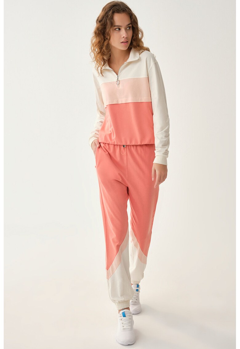 Pantaloni sport cu model colorblock