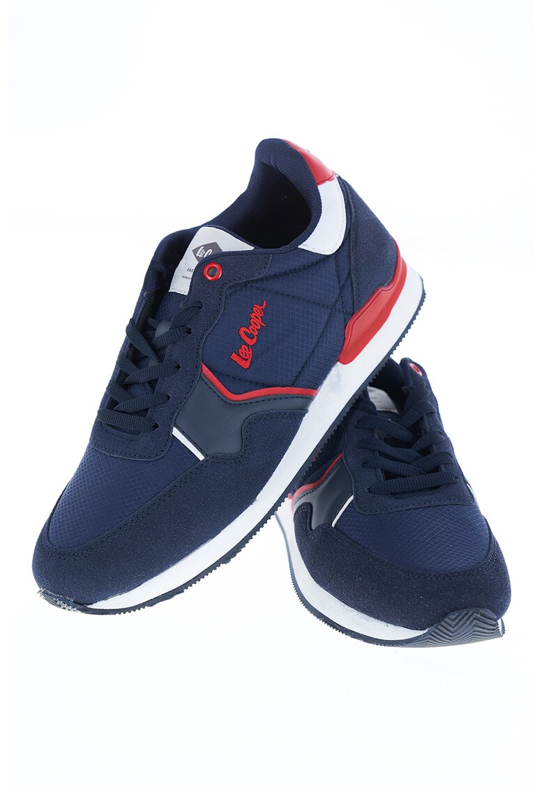 Pantofi sport cu insertii de piele intoarsa ecologica