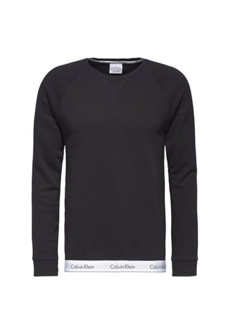 Bluza de casa cu maneci raglan si banda logo in talie - Negru32 - Negru