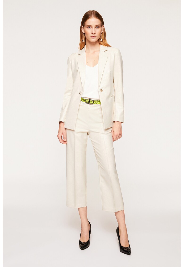 Pantaloni crop stralucitori cu buzunare laterale