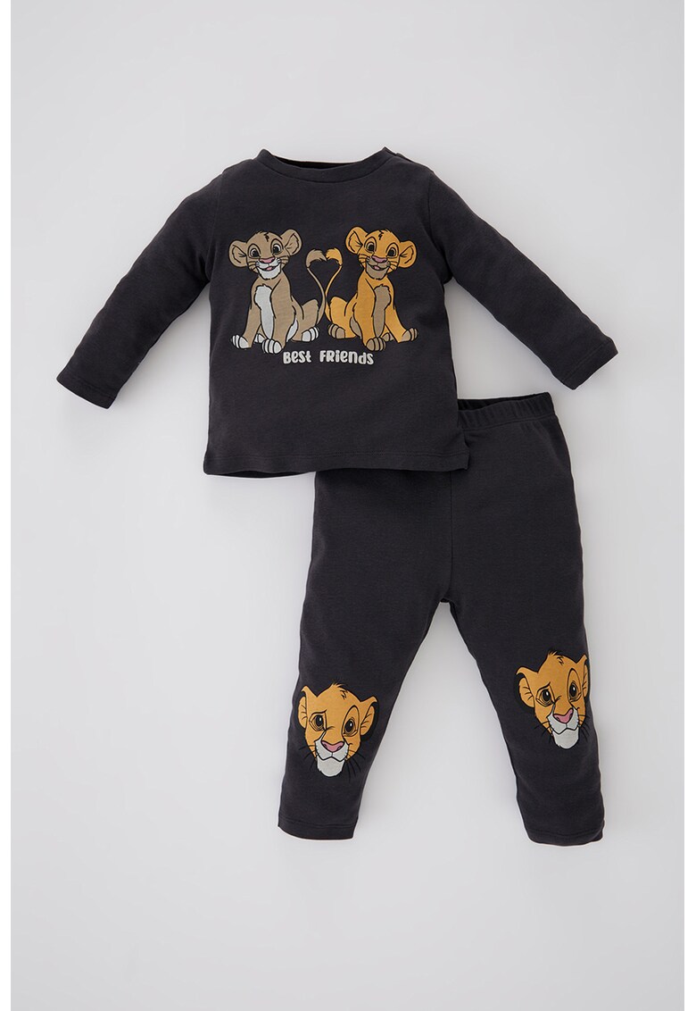 Pijama de bumbac cu imprimeu Lion King