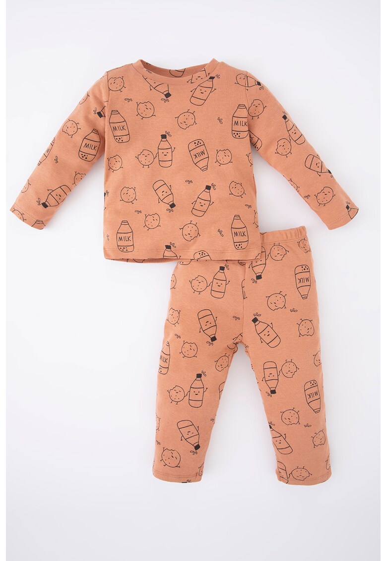 Pijama de bumbac cu imprimeu grafic