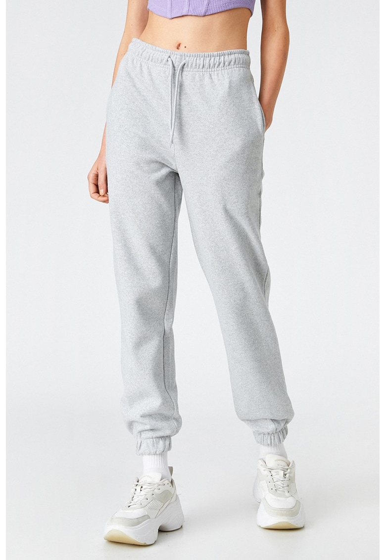 Pantaloni sport cu talie inalta si snur de ajustare