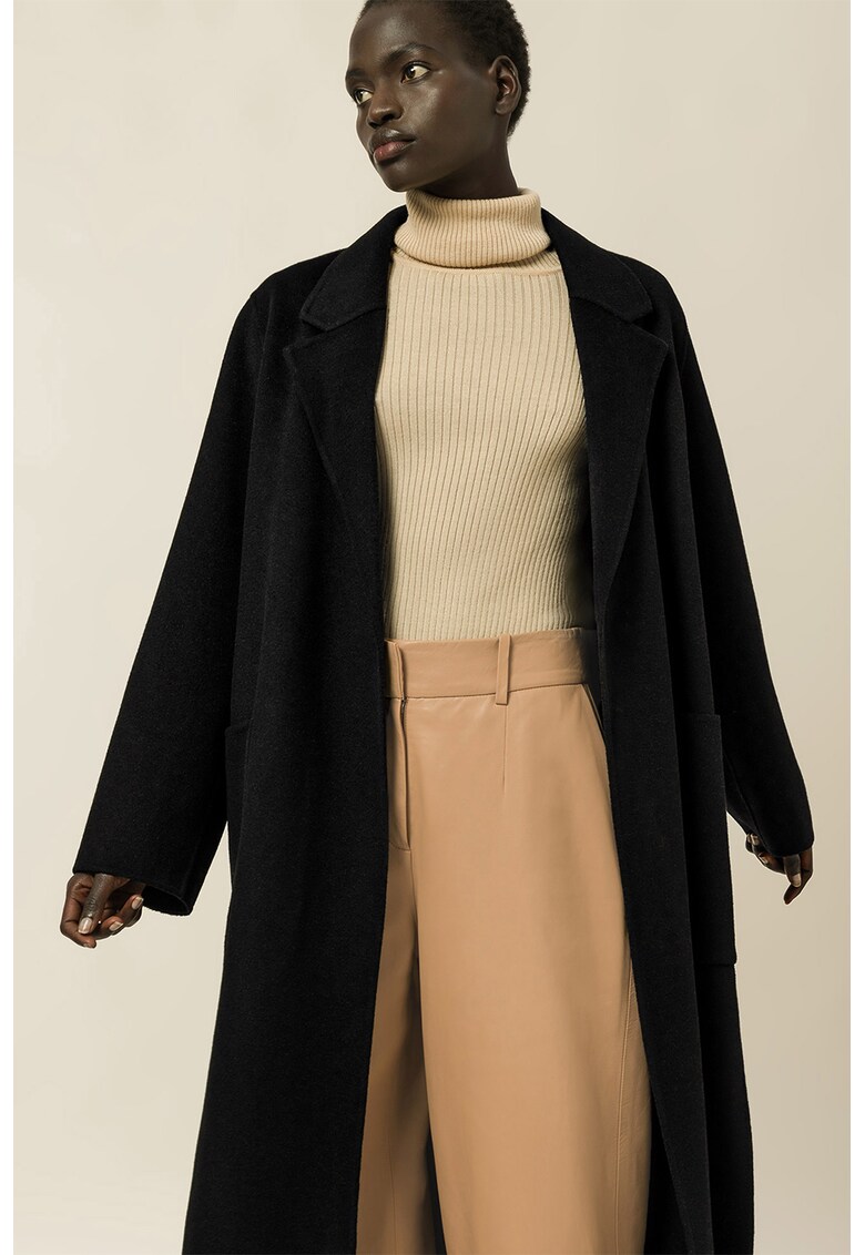 Palton de lana cu model petrecut Celina Celina imagine noua gjx.ro