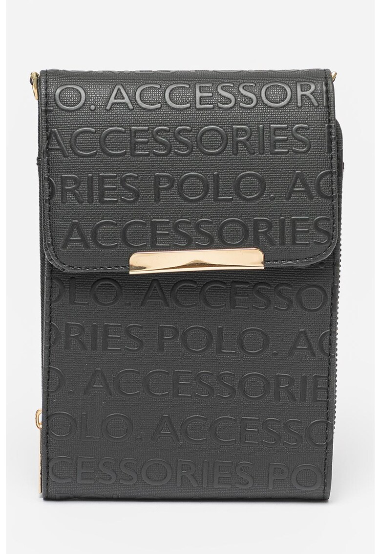 Etui din piele ecologica cu text in relief pentru telefonul mobil