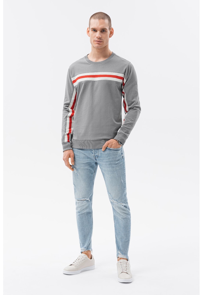 Bluza sport din amestec de bumbac cu decolteu la baza gatului - Gri -
