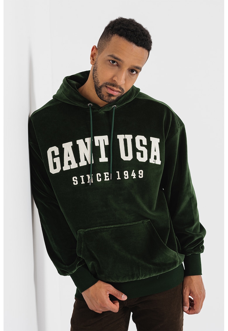 Gant Кадифено худи Velour с паднали ръкави за Мъже Gant Кадифено худи Velour с паднали ръкави за Мъже