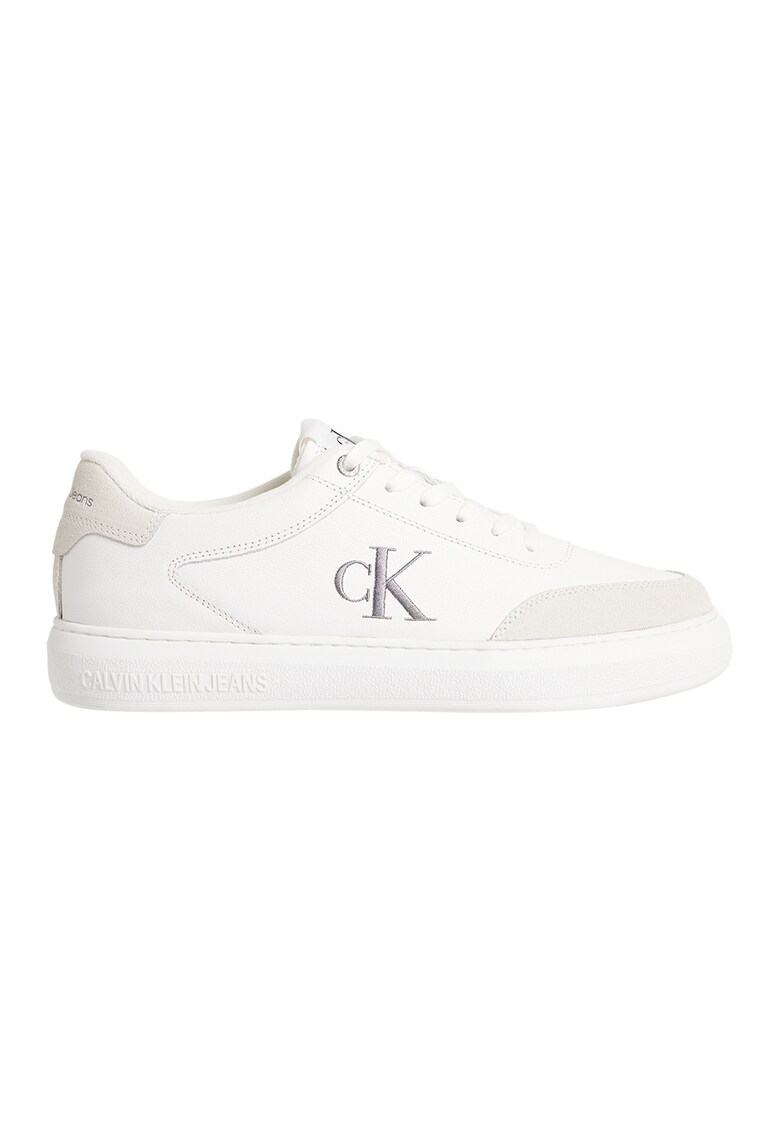 Pantofi sport low-cut de piele si piele intoarsa