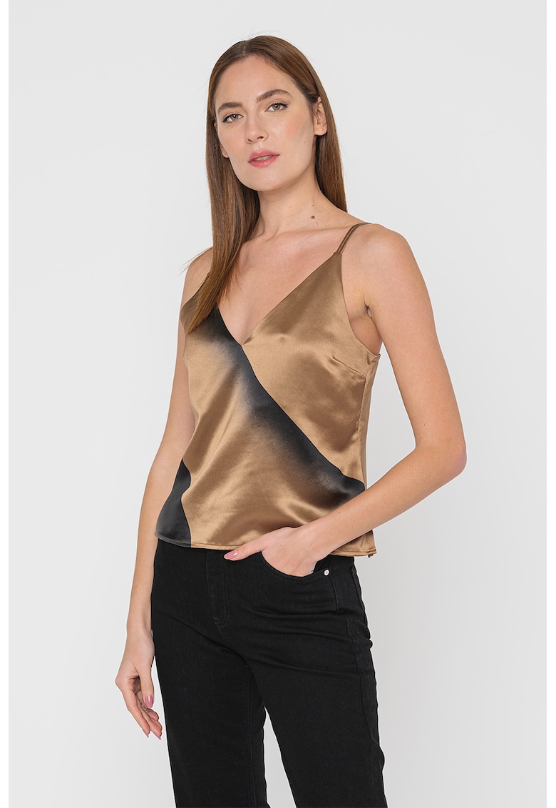 Top de satin cu decolteu in V