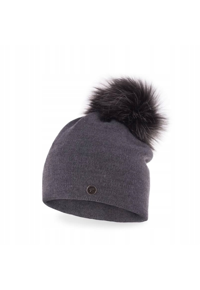 Caciula cu ciucure dama - Acril - 55-58 cm - Gri