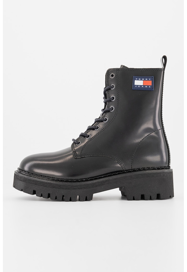 Bocanci din piele cu aplicatie logo Bocanci din piele cu aplicatie logo