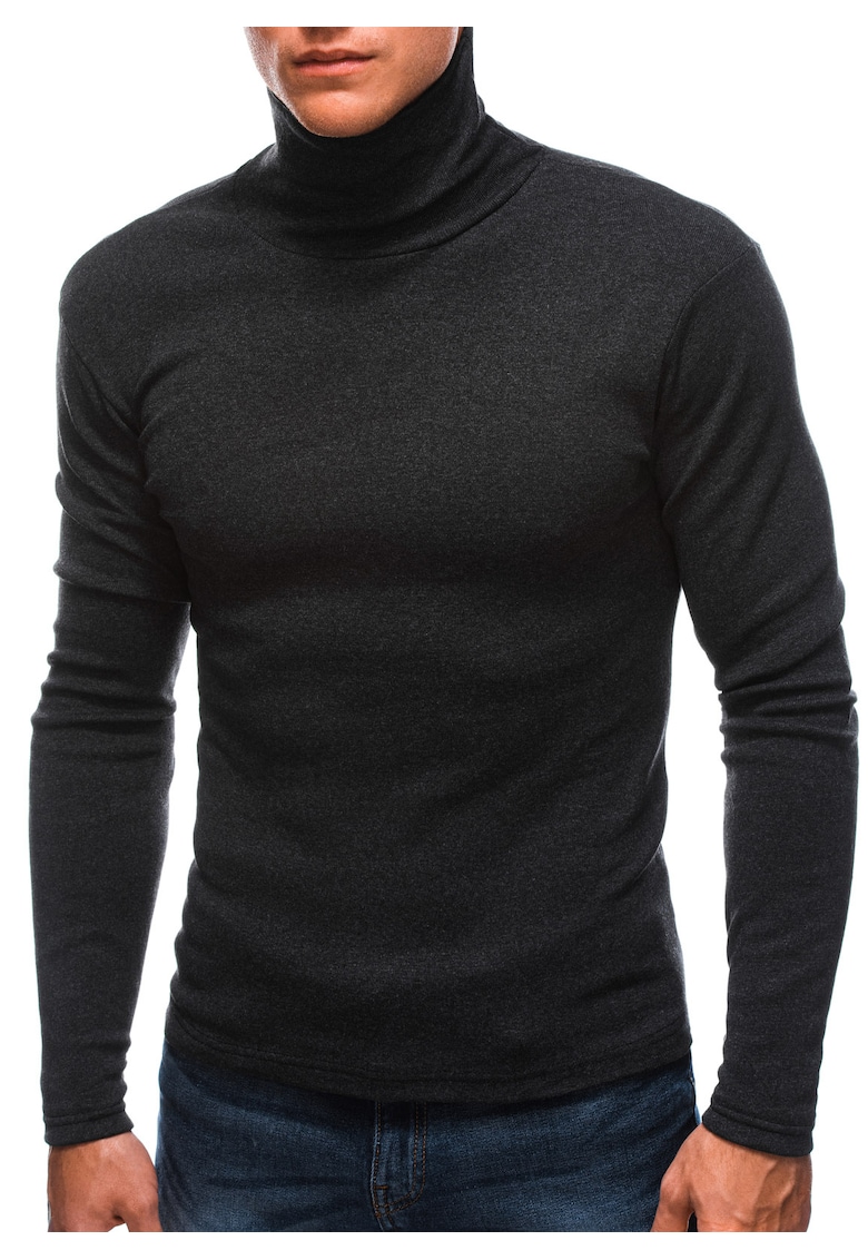 Pulover pentru barbati E213 - Guler inalt - Gri inchis