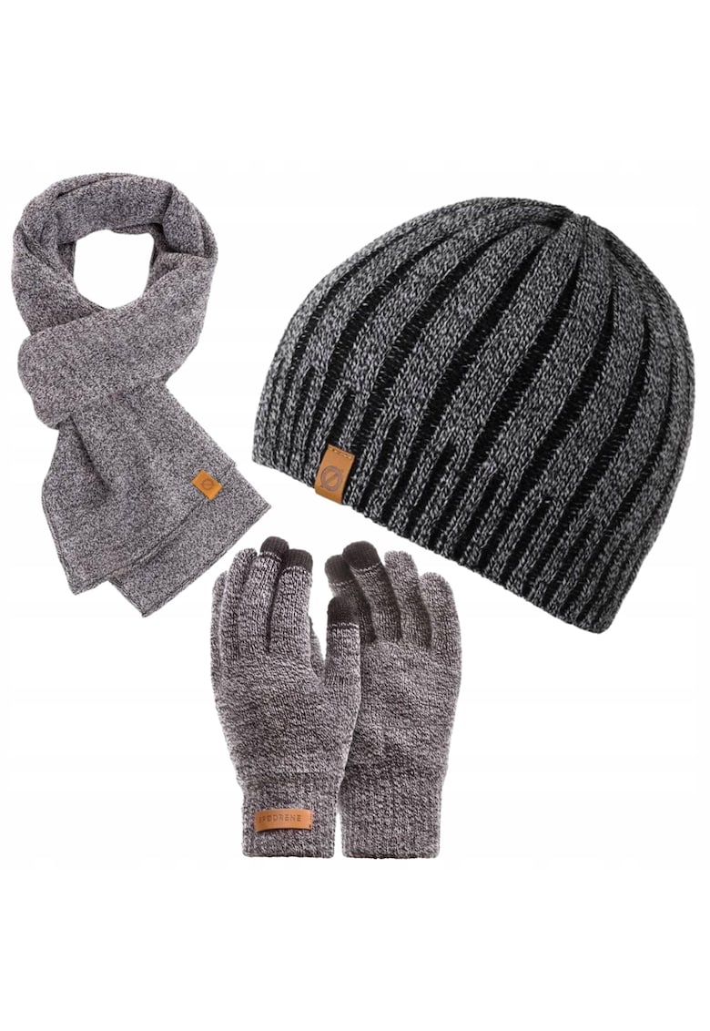 Set caciula - fular si manusi barbati - Brodrene - Gri deschis