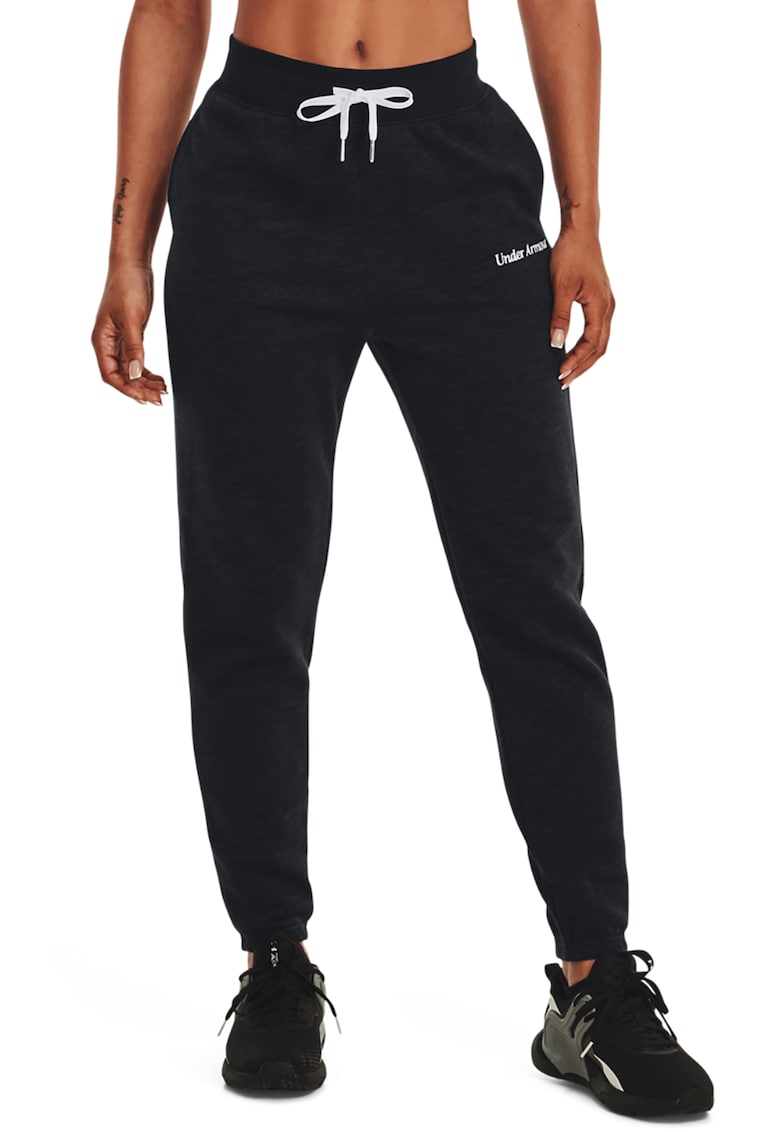 Pantaloni sport de fleece cu snur - pentru antrenament Essential Scrip - Negru stins