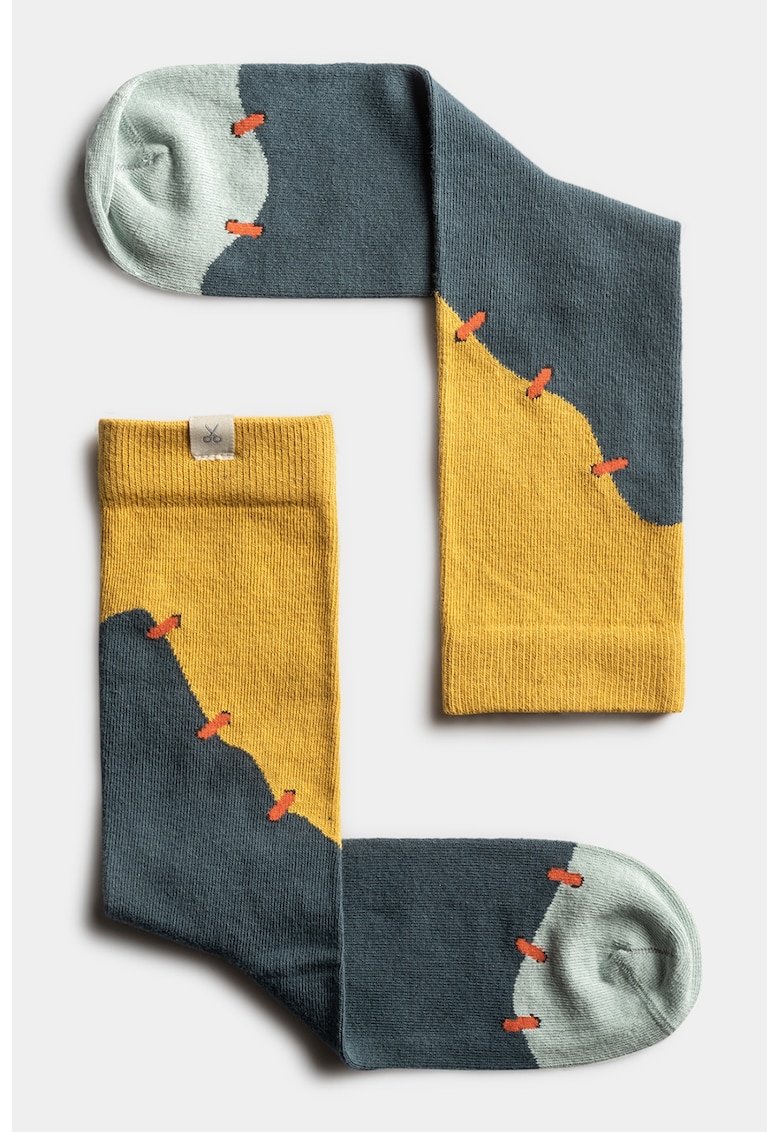 Sosete unisex lungi cu model colorblock