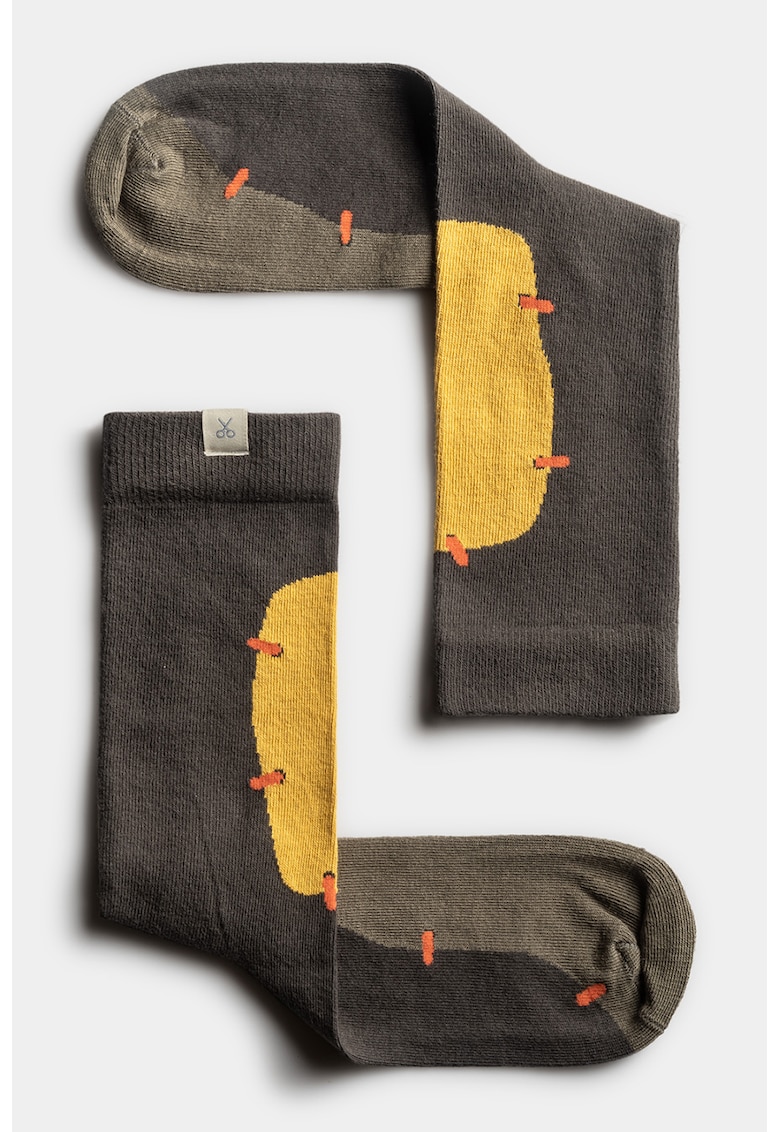 Sosete unisex lungi cu model colorblock