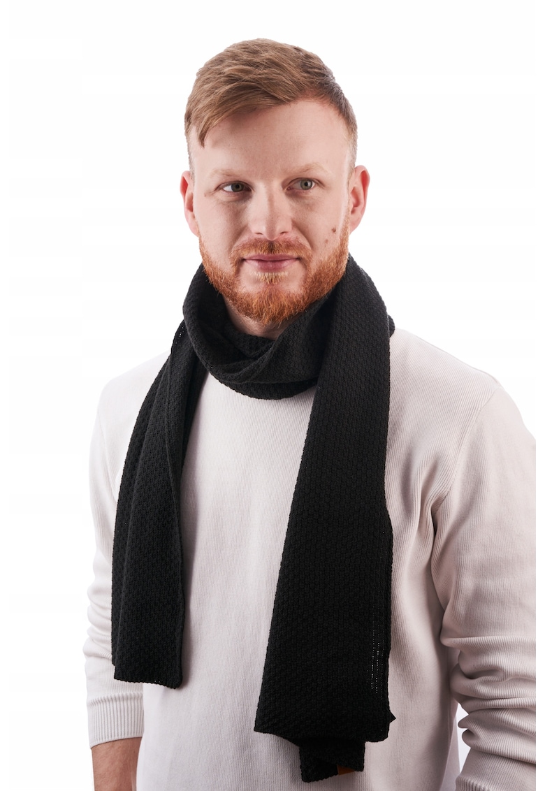 Fular barbati Brodrene - Acril - 180x30 cm - Negru