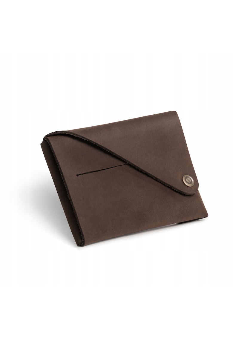 Port card barbati Brodrene - Piele naturala - 8.5x12.5 cm - Maro inchis