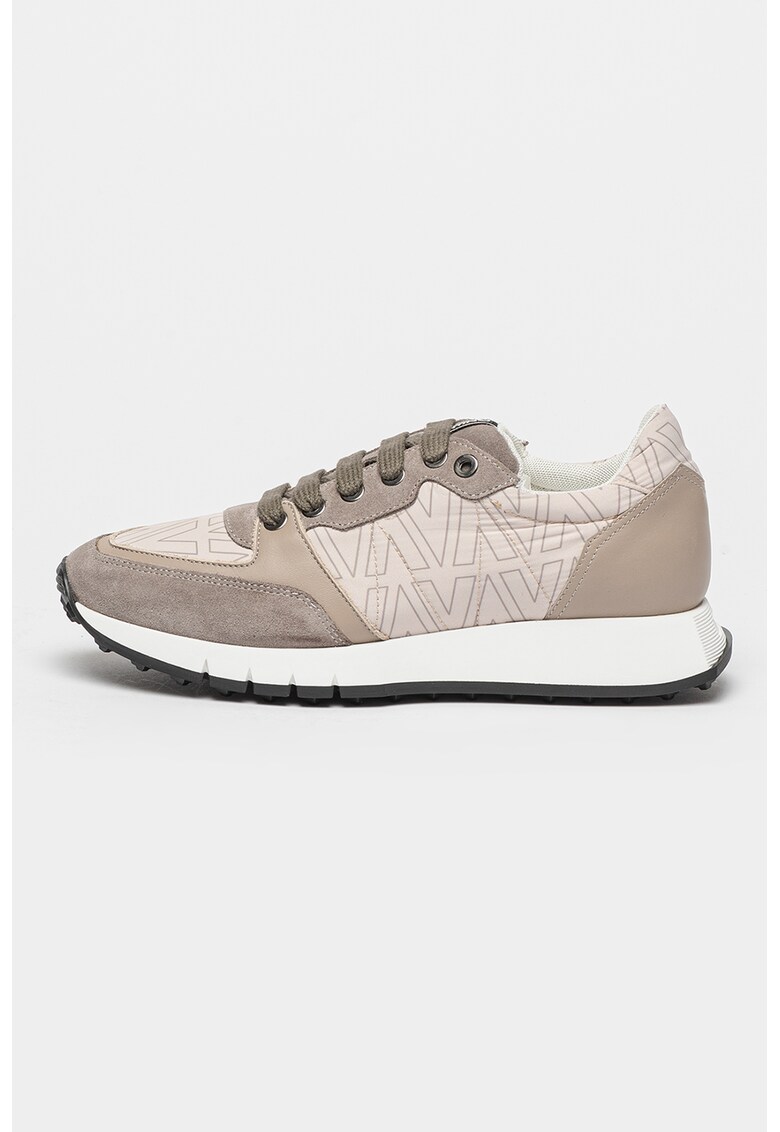 Pantofi sport din material textil cu garnituri din piele si piele intoarsa