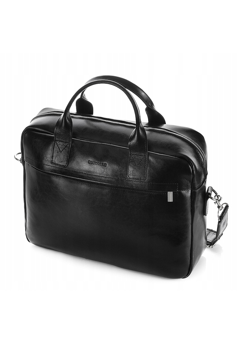 Geanta barbati Brodrene - pentru laptop - Piele naturala - 31x43 cm - Negru