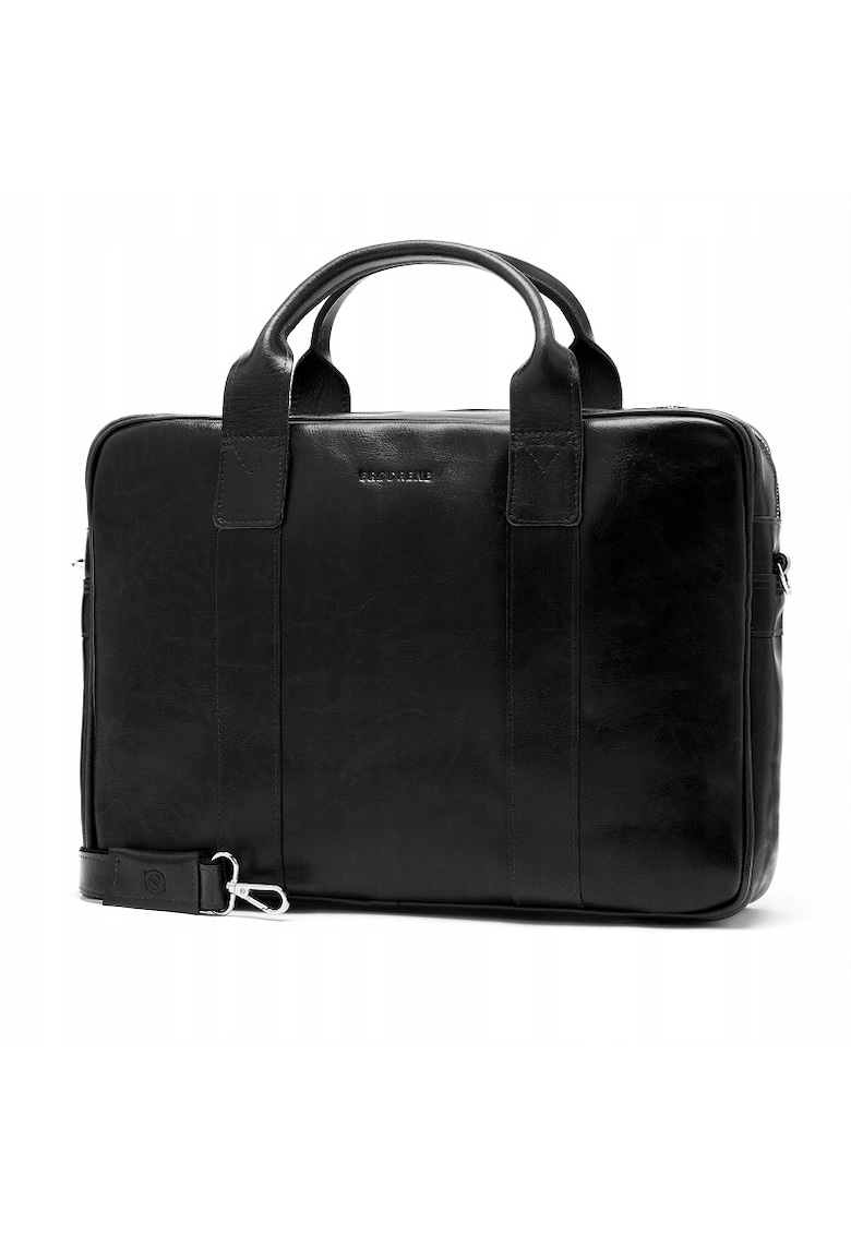 Geanta barbati Brodrene - Piele naturala - Maro inchis si Negru