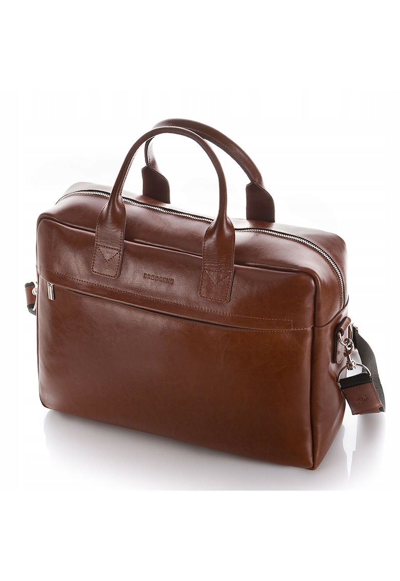 Geanta barbati Brodrene - Piele naturala - 31x43x13 - Maro