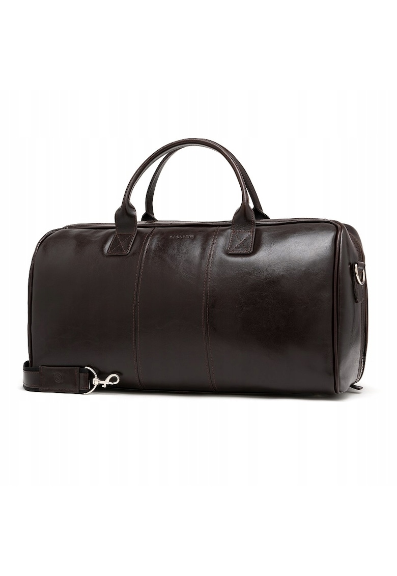 Geanta de voiaj barbati Brodrene - Piele naturala - 34x24x54 cm - Maro inchis