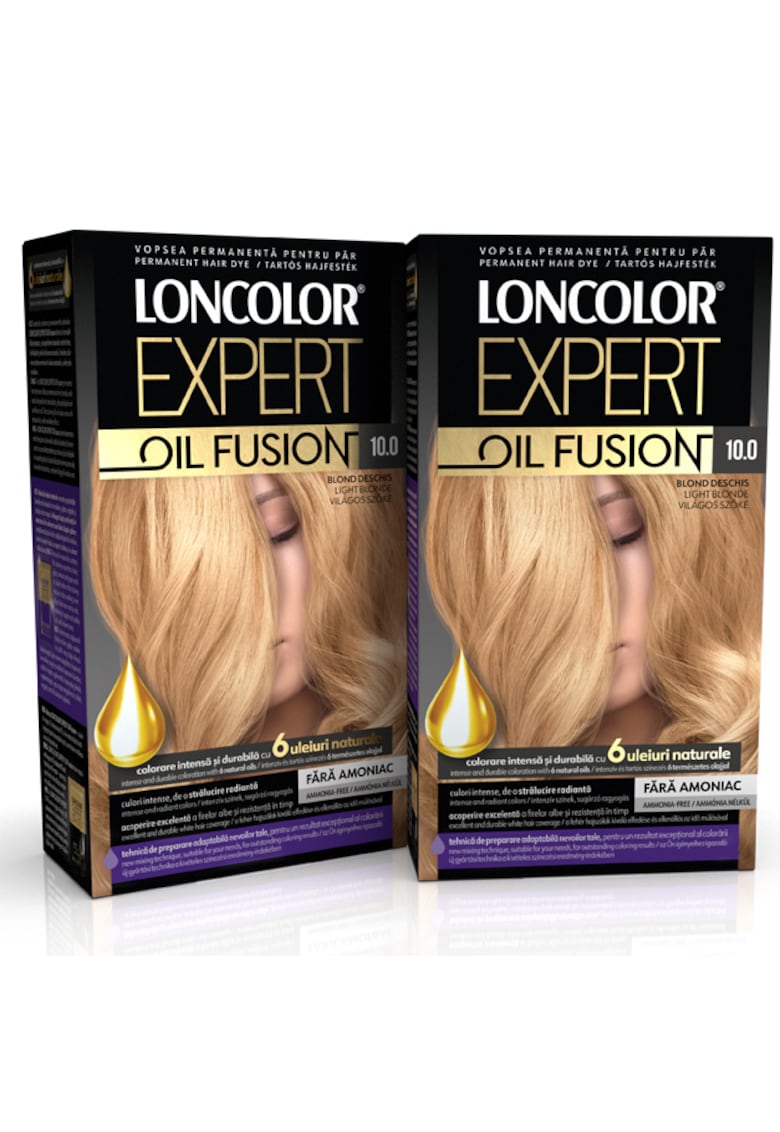 Pachet 2x: Vopsea de par permanenta  Expert Oil Fusion 10 Blond Deschis - 100 ml