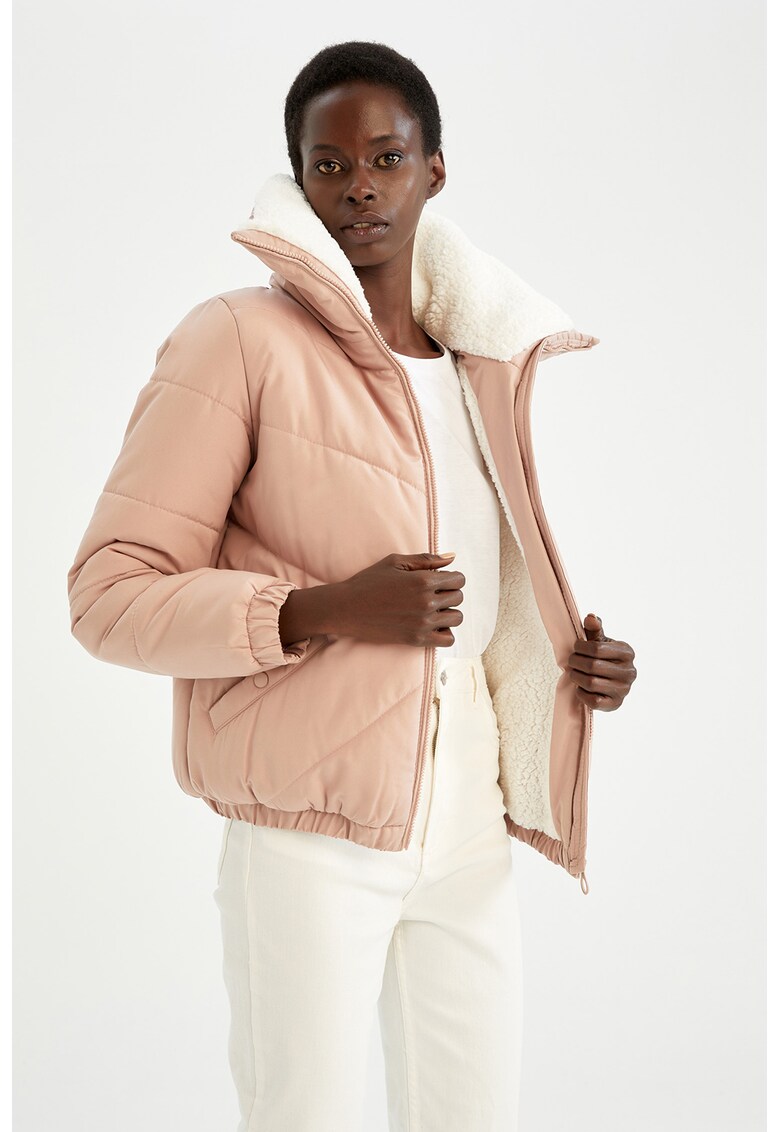 Geaca cu captuseala de blana shearling sintetica