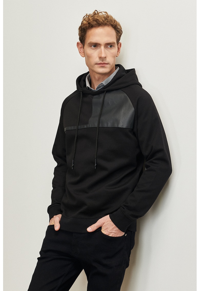 Hanorac din amestec de bumbac cu model uni