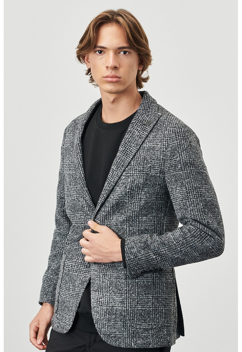 Sacou din amestec de lana cu buzunare fara inchidere