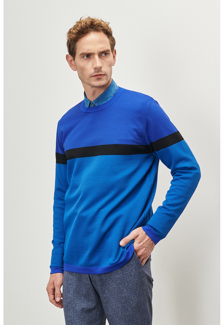 Pulover colorblock texturat