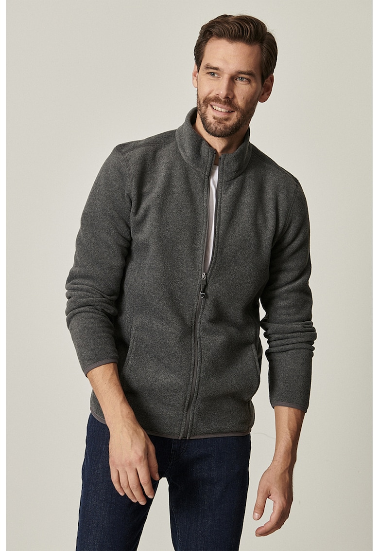 Bluza de trening din material fleece cu fermoar