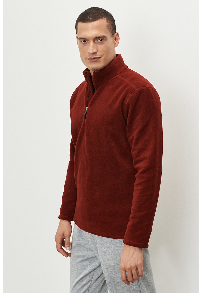 Bluza de trening din fleece cu fenta cu fermoar - Rosu inchis - Bluza de trening din fleece cu fenta cu fermoar - Rosu inchis -