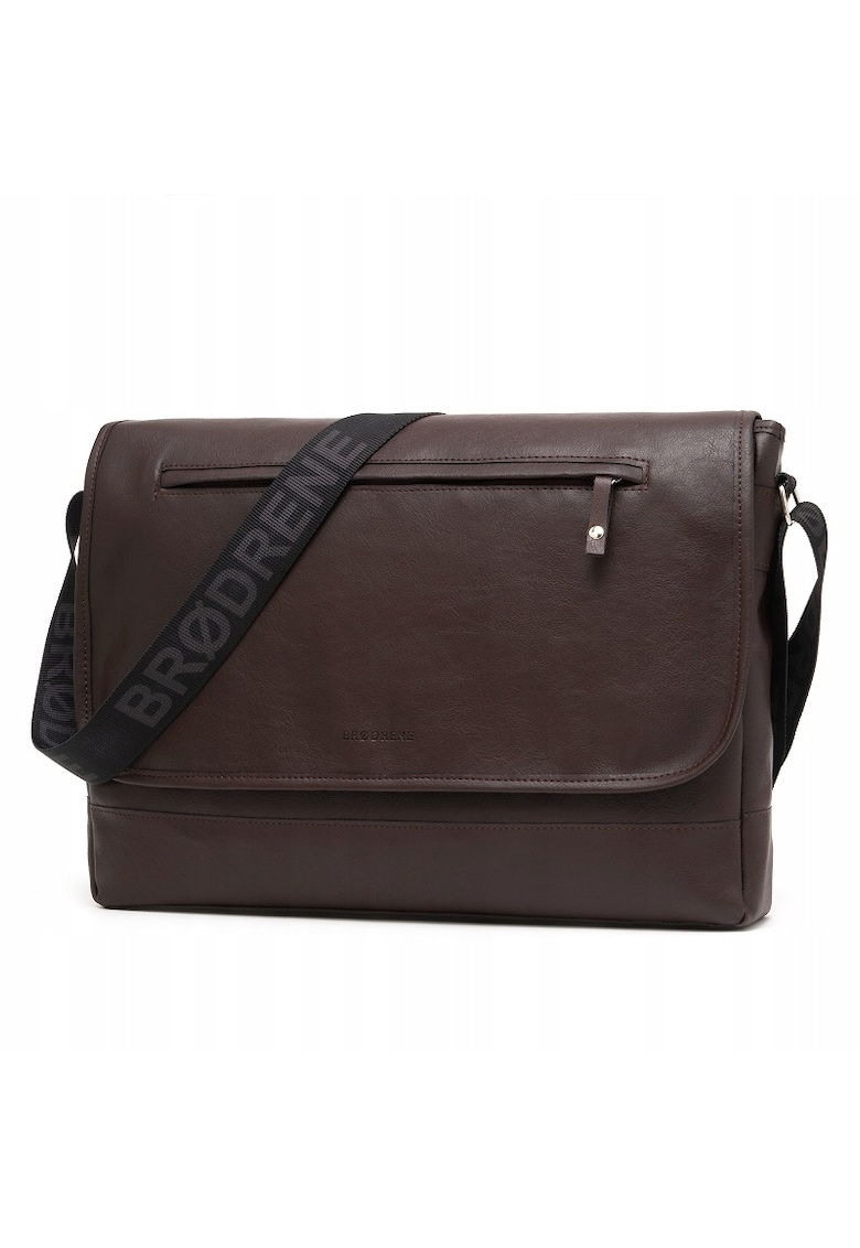 Geanta barbati Brodrene - Piele ecologica - 29x40x7 cm - Maro