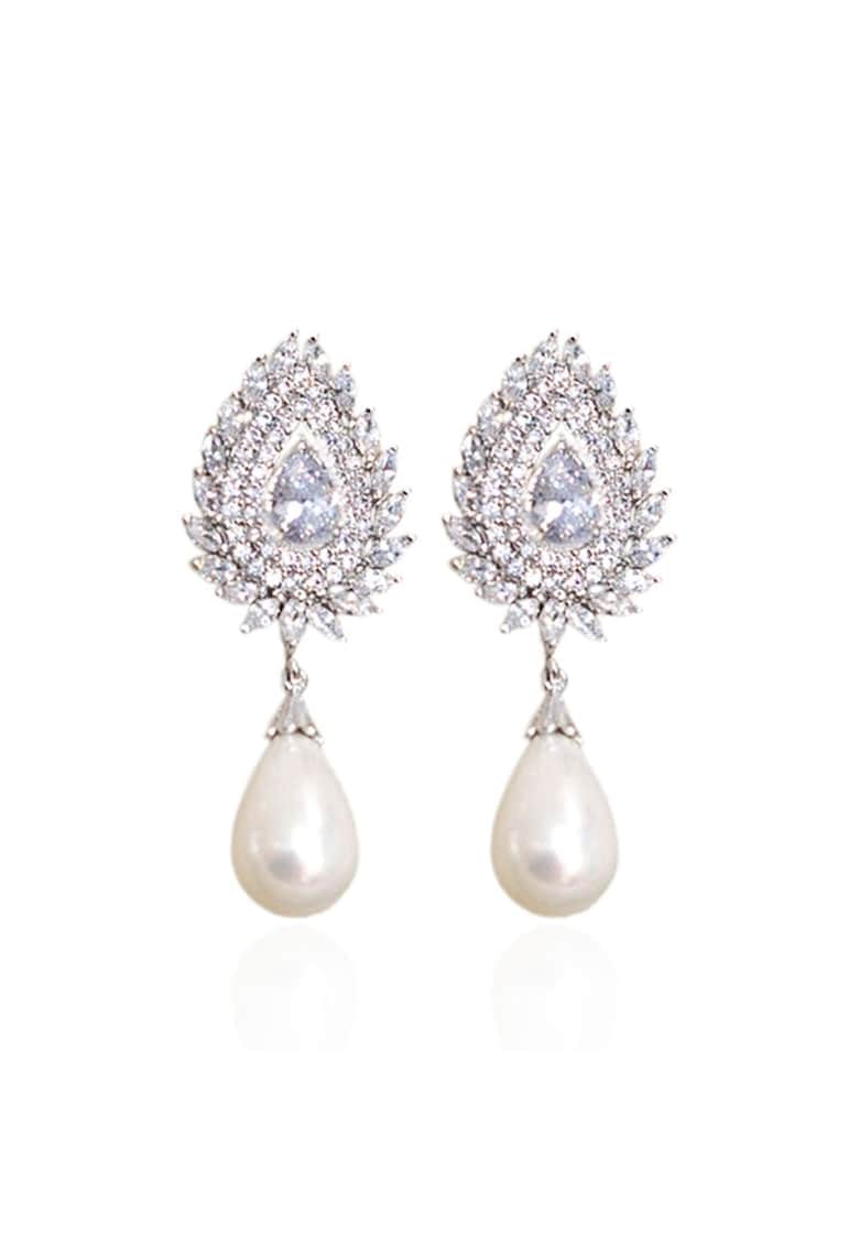 Cercei argintii - cu perle si pietre din zirconiu - Dafny C16 -