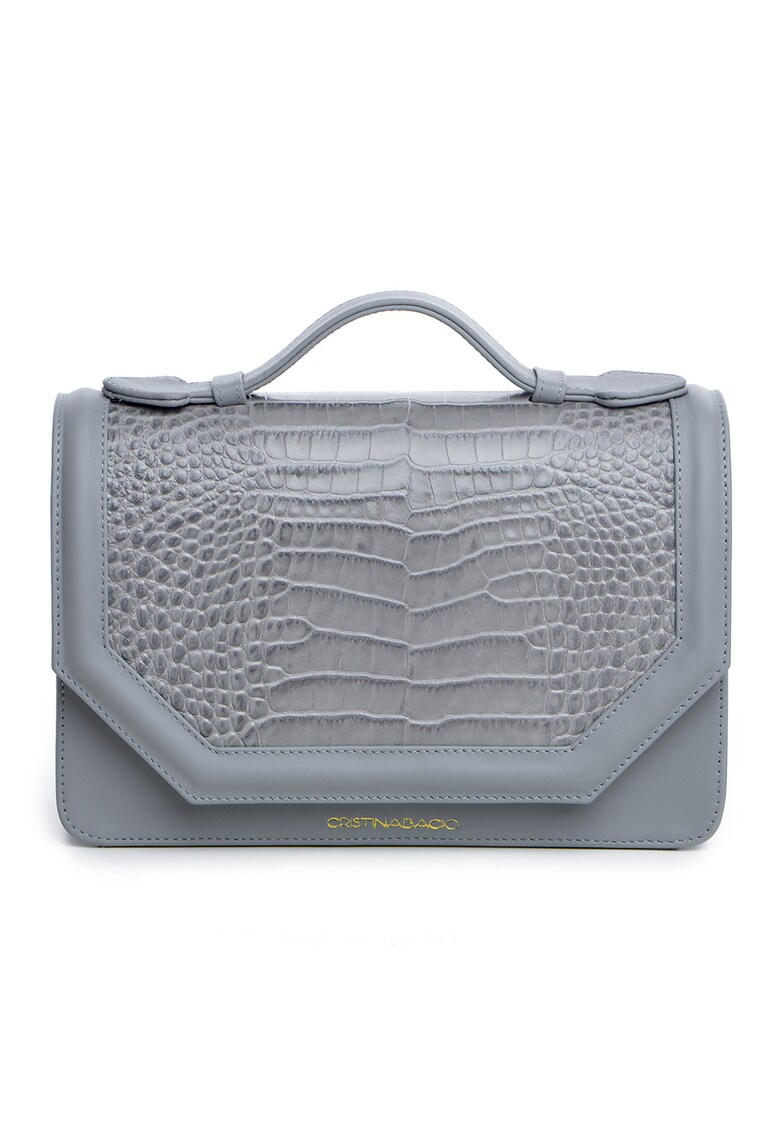 Geanta crossbody din piele cu aspect de piele de crocodil