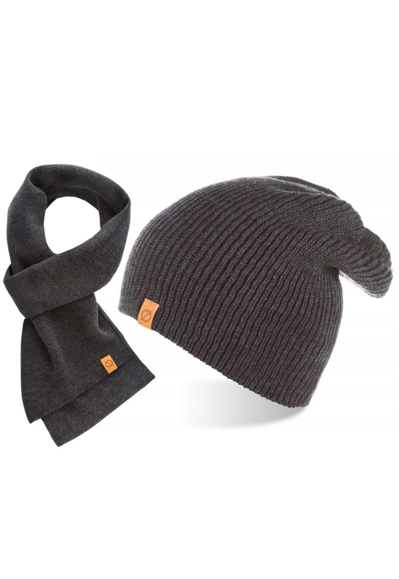 Set caciula si fular barbati Brodrene - Acril - Gri inchis