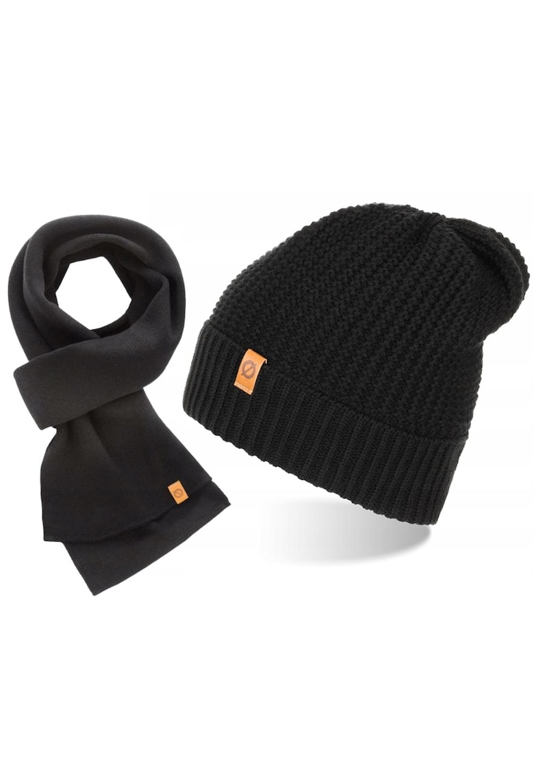 Set caciula si fular barbati Brodrene - Acril - Negru