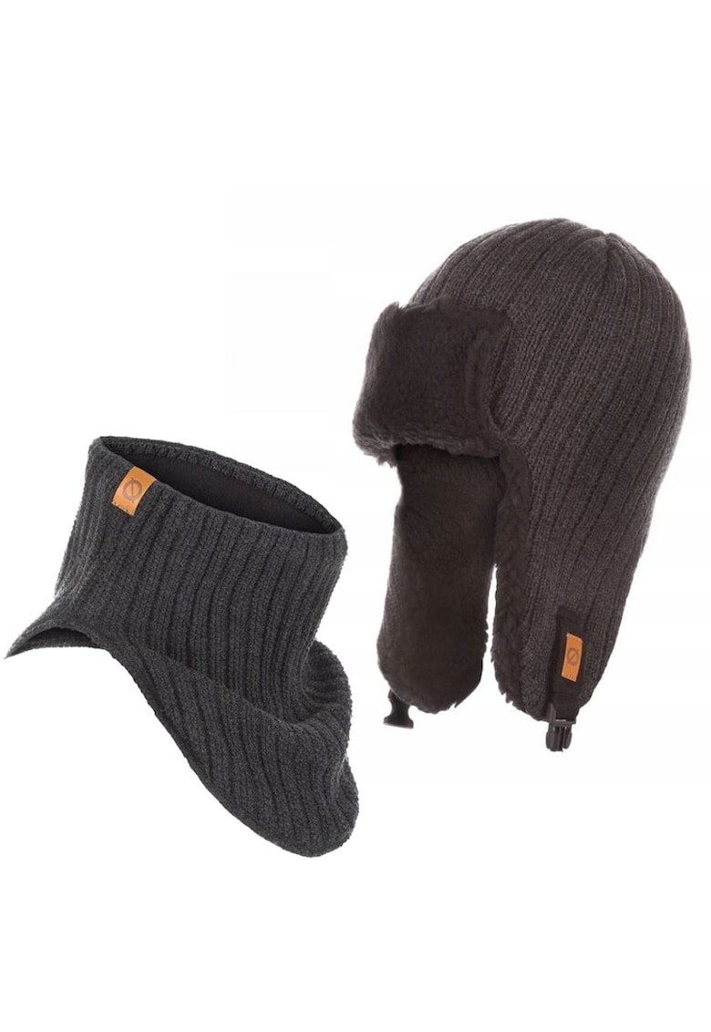 Set caciula si fular barbati Brodrene - Acril - Gri inchis