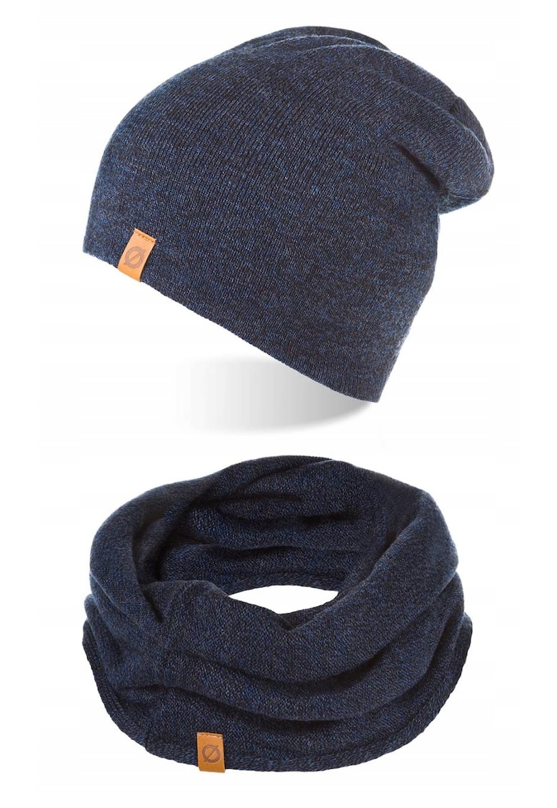 Set caciula cu fular barbati Brodrene - Acril - Albastru inchis
