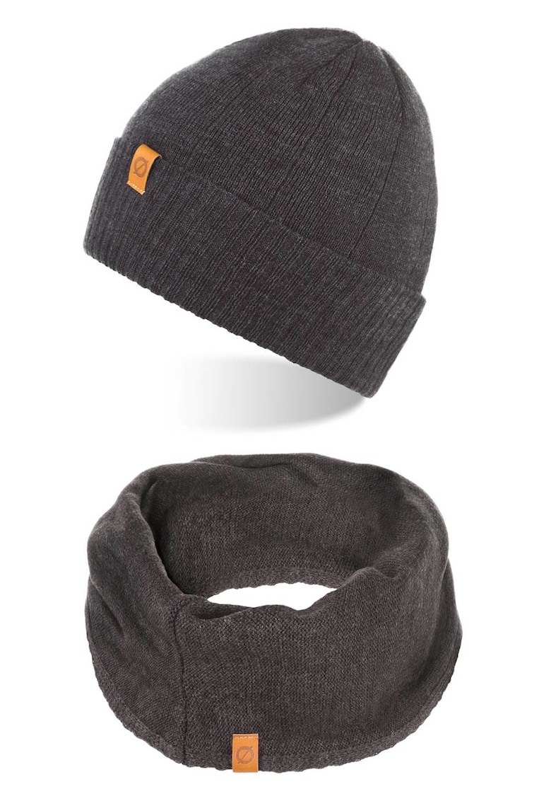 Set caciula si fular barbati Brodrene - Acril - Gri inchis